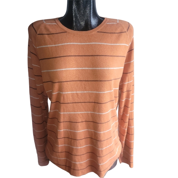 Banana Republic Orange Striped Women's Sweater L - Picture 1 of 5